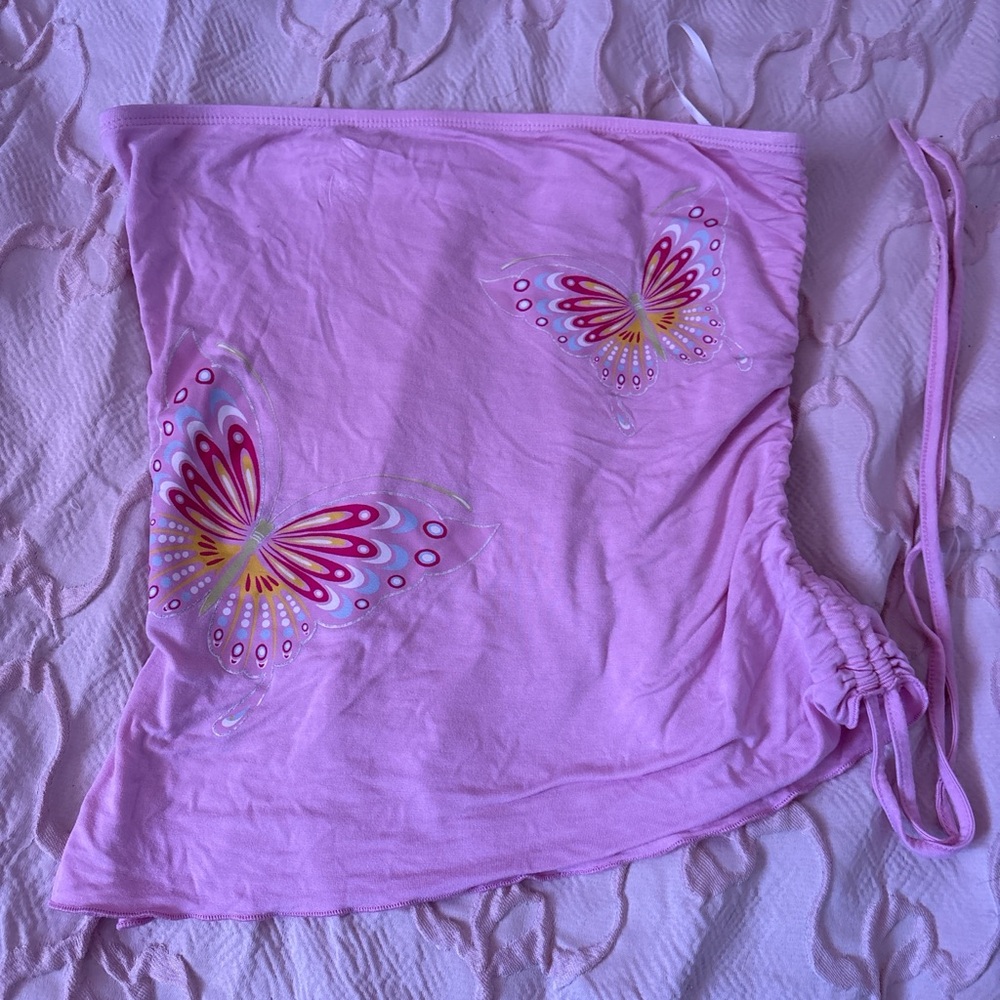 Pink Butterfly Tube Top
